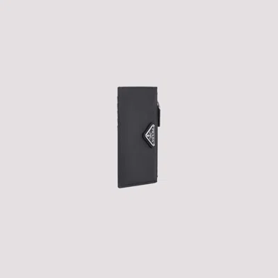 Prada Leather Card Holder In Black
