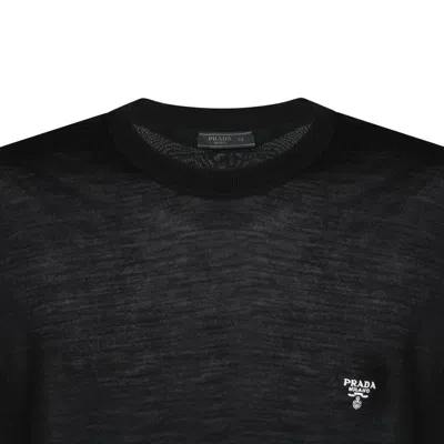 Prada Black Virgin Wool Sweaters In Black