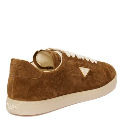 Prada Cotton Sigaro Sneakers In Brown