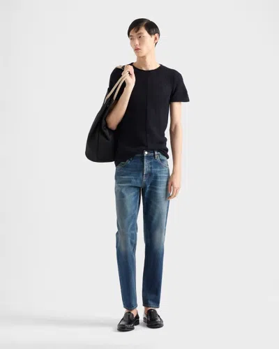 Prada Selvedge Denim Slim Jeans In Blue