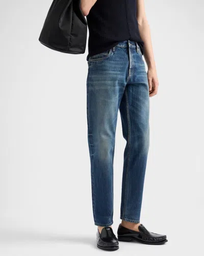 Prada Selvedge Denim Slim Jeans In Blue