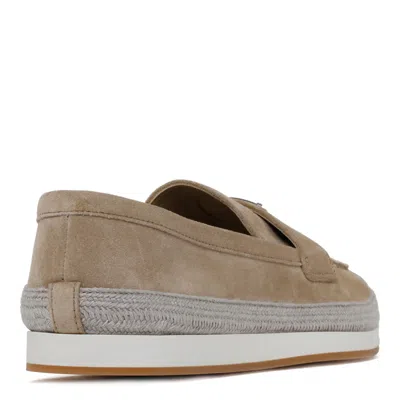 Prada Desert Calf Leather Flat Shoes In Nude
