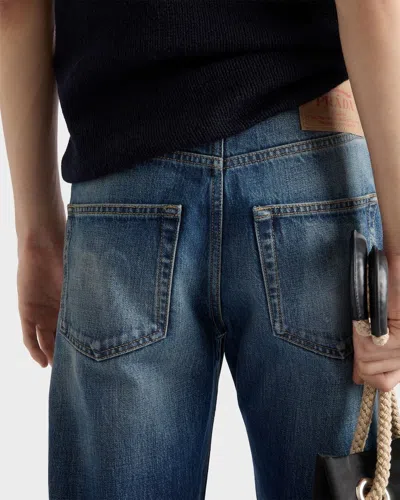 Prada Selvedge Denim Slim Jeans In Blue