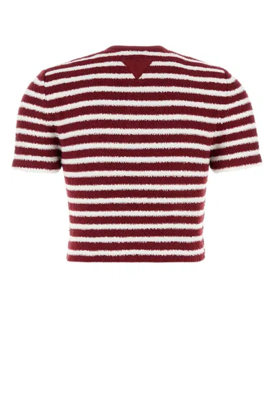 Prada Embroidered Terry Fabric Polo Shirt In Red