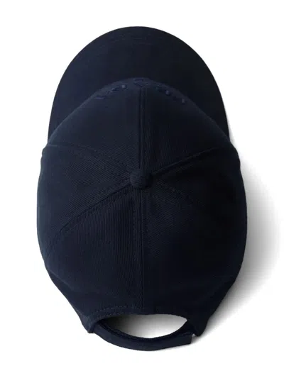 Prada Cotton Baseball Hat In Blue