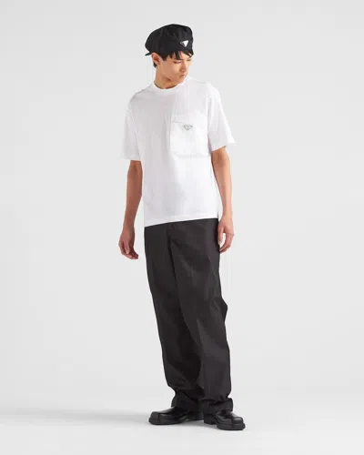 Prada Re-nylon Triangle-logo T-shirt In White