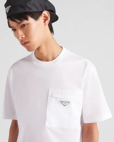 Prada Re-nylon Triangle-logo T-shirt In White