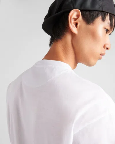 Prada Re-nylon Triangle-logo T-shirt In White