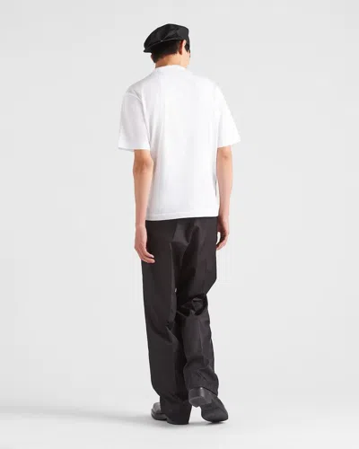 Prada Re-nylon Triangle-logo T-shirt In White