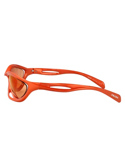 Prada Metallized Orange Nylon Sunglasses In Orange