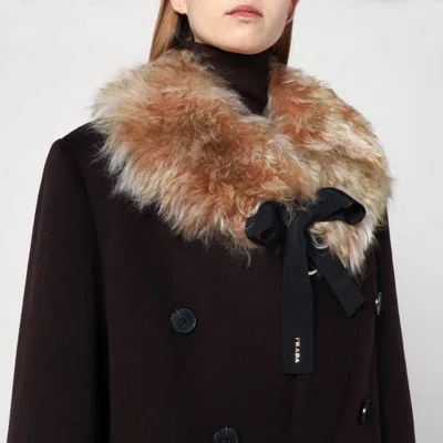 Prada Shearling Shawl With Tie Women In Neutral