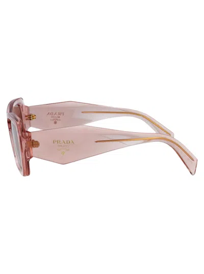 Prada Transparent Peach Acetate Sunglasses In Pink