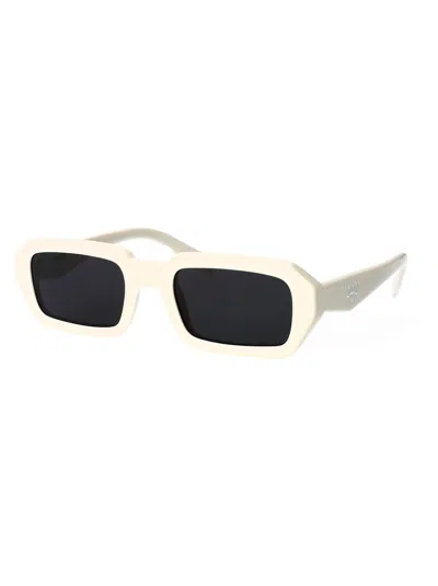 Prada White Acetate Sunglasses In Neutral