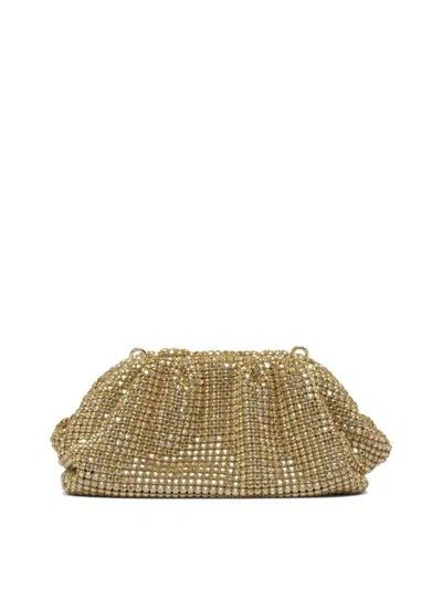 Self-portrait Chainmail Crystal Embellished Clutch In Gold