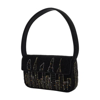 Staud Tommy Beaded Skyline Shoulder Bag In Black