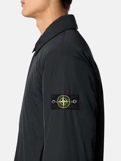 Stone Island Quilted Twill Jacket With Double Pockets In Blue