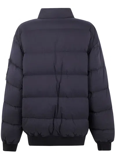 Stone Island Black Padded Bomber Jacket In Blue