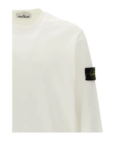 Stone Island Fleece Cotton Sweatshirt In White