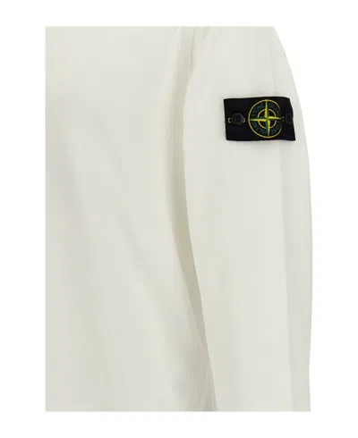 Stone Island Fleece Cotton Sweatshirt In White