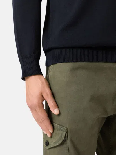 Stone Island Ribbed High Neck Black Turtleneck Sweater In Blue