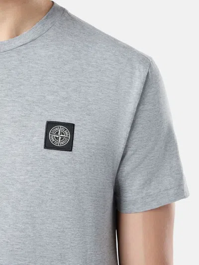Stone Island Logo Patch Crewneck T-shirt In Gray