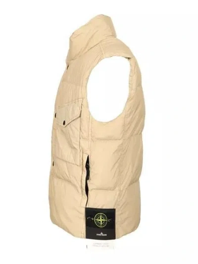 Stone Island Down Vest In Lightweight Nylon Reps Jackets Beige In Neutral