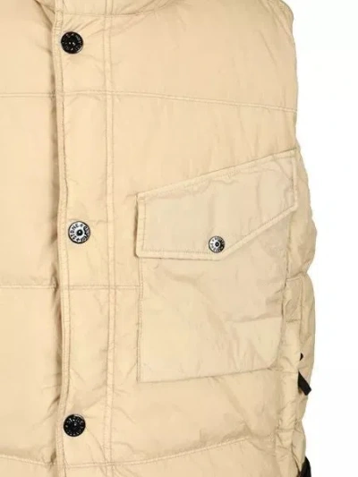 Stone Island Down Vest In Lightweight Nylon Reps Jackets Beige In Neutral