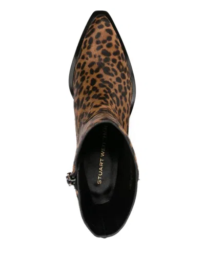 Stuart Weitzman Block Heel Animal Print Bootie In Animal Print