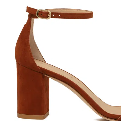 Stuart Weitzman Minimalist High Heel Sandals In Brown Suede In Black
