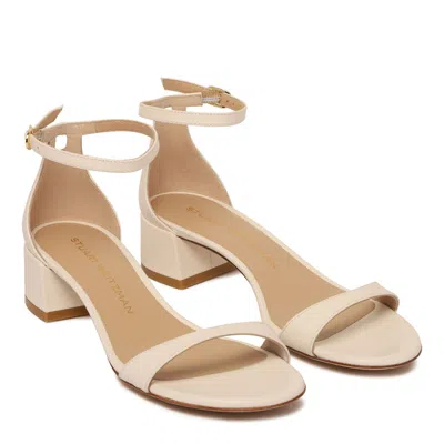 Stuart Weitzman White Calf Leather Sandals In Neutral