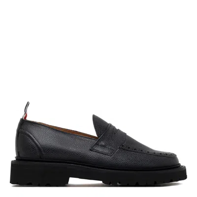Thom Browne Black Commando Sole Penny Loafers In Black