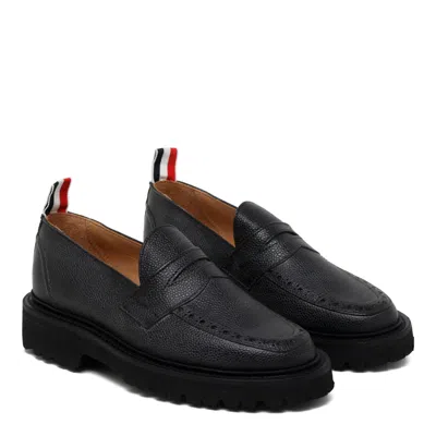 Thom Browne Black Commando Sole Penny Loafers In Black