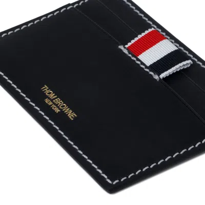 Thom Browne Blue Calf Leather Wallets In Black