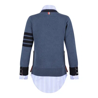 Thom Browne Blue Cotton Clothing Sweaters In Blue