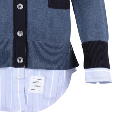 Thom Browne Blue Cotton Clothing Sweaters In Blue