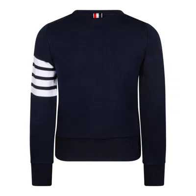 Thom Browne Blue Cotton Sweater In Black