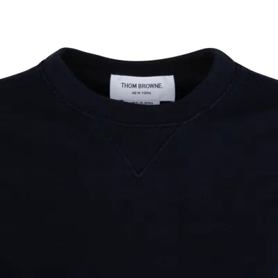 Thom Browne Blue Cotton Sweater In Black