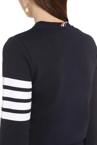 Thom Browne Blue Cotton Sweater In Black