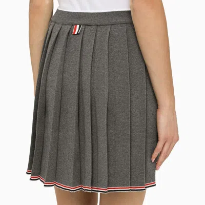 Thom Browne Rwb-trimmed Pleated Miniskirt In Gray