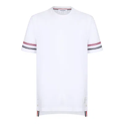 Thom Browne Tri-colour Striped Knit T-shirt In White
