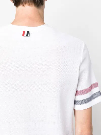 Thom Browne Tri-colour Striped Knit T-shirt In White