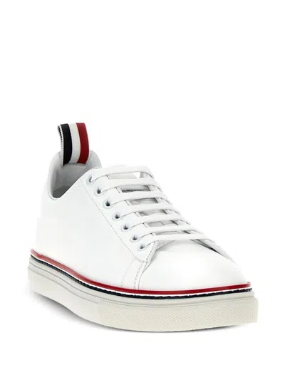 Thom Browne Tricolour-stripe Leather Trainers In White