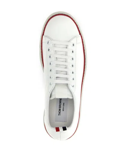 Thom Browne Tricolour-stripe Leather Trainers In White