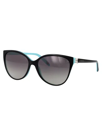 Tiffany & Co Black On Tiffany Blue Acetate Sunglasses In Black