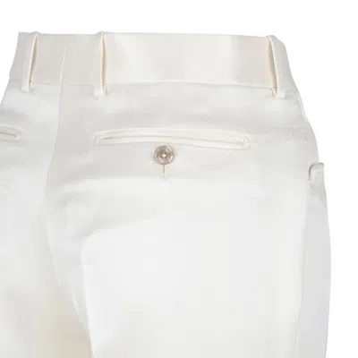 Tom Ford Beige Wool Silk Trousers In White