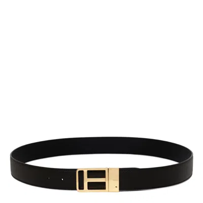 Tom Ford Brown Calf Leather Belt In Black