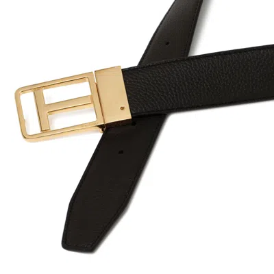 Tom Ford Brown Calf Leather Belt In Black
