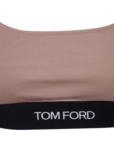 Tom Ford Modal "signature" Bralette In Brown