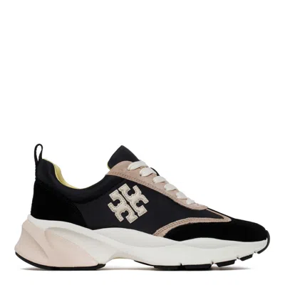 Tory Burch Black And Cream Suede Sneakers In Black