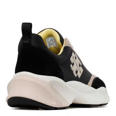 Tory Burch Black And Cream Suede Sneakers In Black